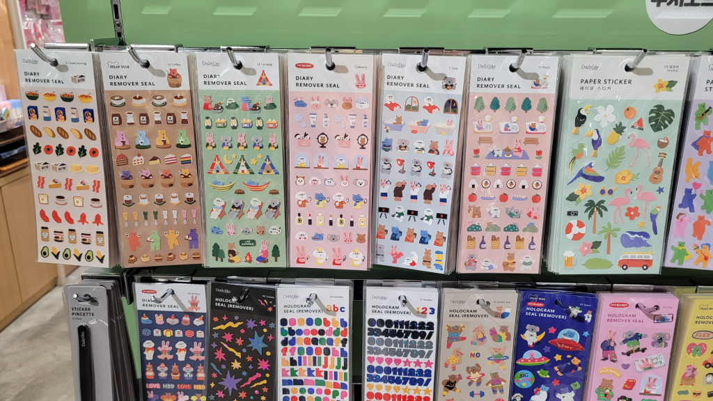 a korean sticker display